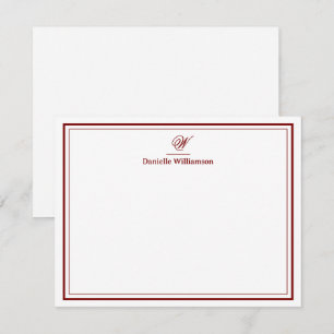 Elegantes tiefrotes Monogramm mit doppeltem Rand a Mitteilungskarte