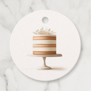 Elegantes Tier White Floral Cake Brautparty Geschenkanhänger