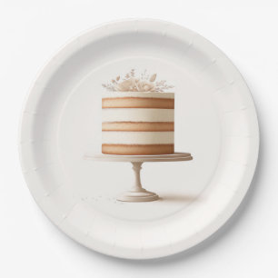 Elegantes Tier White Floral Cake Brautparty Pappteller