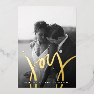 Elegantes Timeless Simple JOY GOLD HOLIDAYS FOTO Folieneinladung