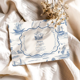 Elegantes Toile Nautical Baby Shower Diapper Raffl Begleitkarte