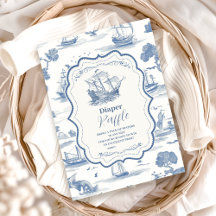 Elegantes Toile Nautical Baby Shower Diapper Raffl
