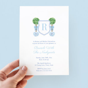 Elegantes Topiary Monogram NewlyWeds Brunch-Party Einladung