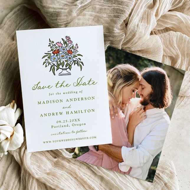 Elegantes toskanisches Sunset Blooms Foto Save The Date (Von Creator hochgeladen)