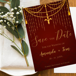 Elegantes traditionelles Gold Twirls Hochzeit Save The Date