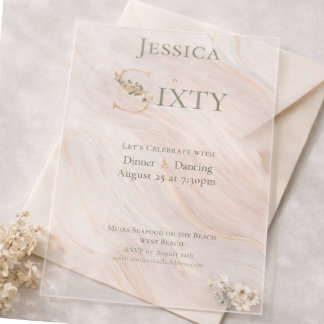 Elegantes Transparentes Marmoriertes 60. Geburtsta Acryleinladungen