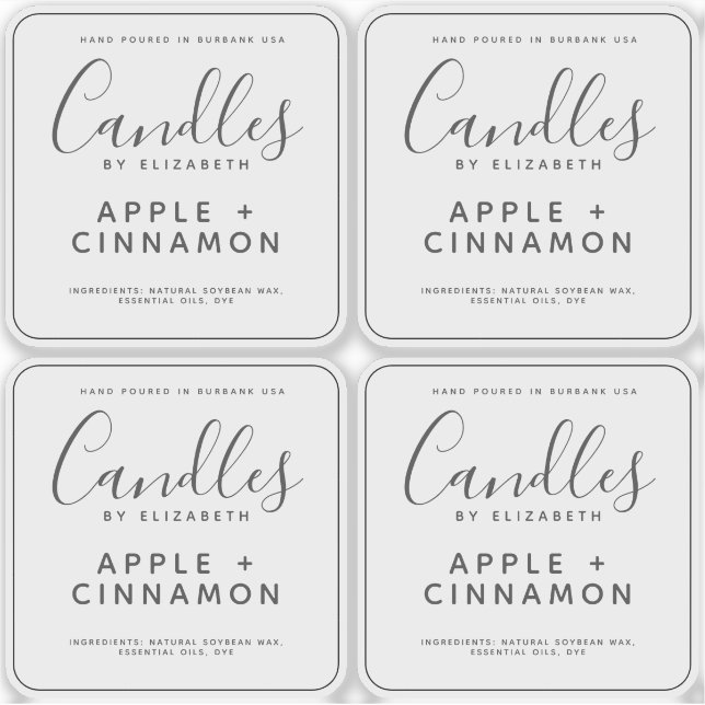 Elegantes, transparentes Soy-Kerzen-Label Aufkleber (Vorderseite)