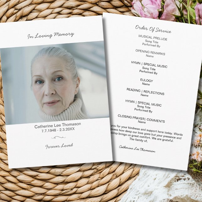 Elegantes Trauerfeierprogramm mit Foto Programm (Elegant Funeral Service Program With Photo
)