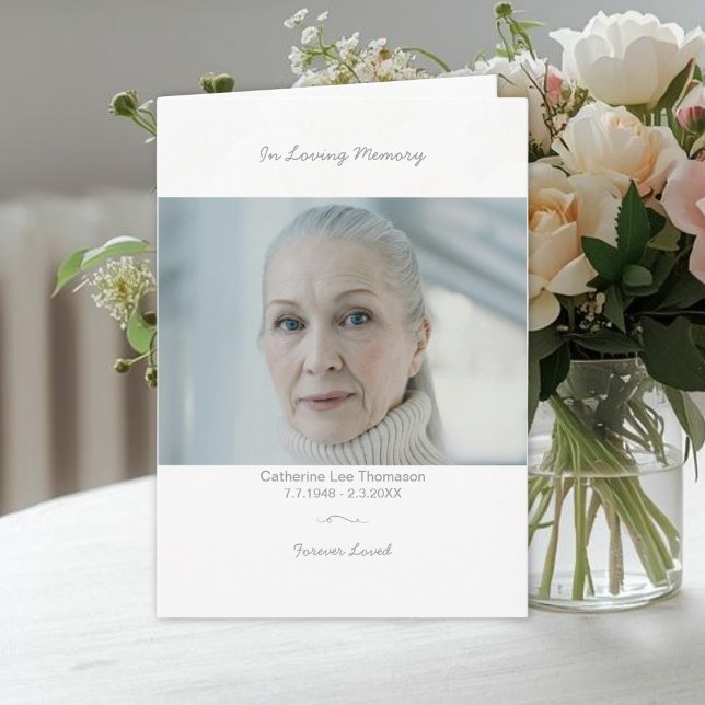 Elegantes Trauerprogramm mit Foto zur Erinnerung Programm (Elegant Photo Funeral Order Of Service Program
)