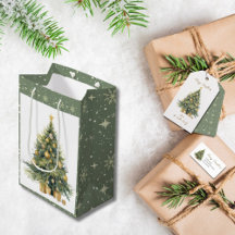 Elegantes Tree Watercolor Gold Glittery-Geschenk