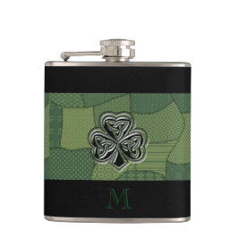 Elegantes trendiges Irish Kleeblatt Patchwork Flachmann