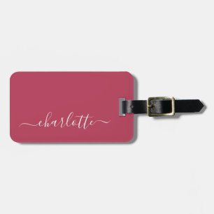 Elegantes Trendiges Magenta-Script-Name Personalis Gepäckanhänger