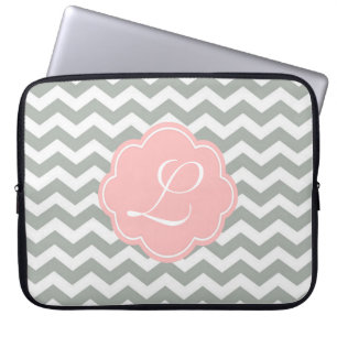 Elegantes, trendiges, modernes, grau Zickzack Mono Laptopschutzhülle