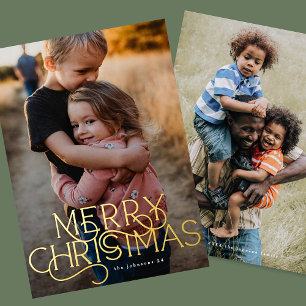 Elegantes Trendy Typografy MERRY CHRISTMAS Foto Folien Feiertagskarte