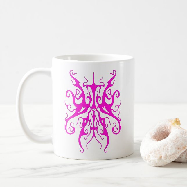 Elegantes Tribal Tattoo Design - Rosa Kaffeetasse (Mit Donut)