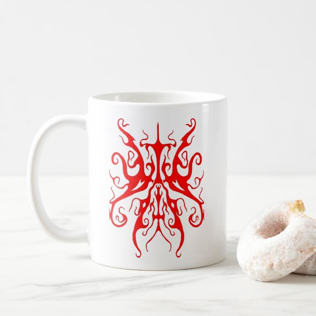 Elegantes Tribal Tattoo Design - rot Kaffeetasse (Mit Donut)
