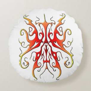 Elegantes Tribal Tattoo Design - rote Flamme Rundes Kissen