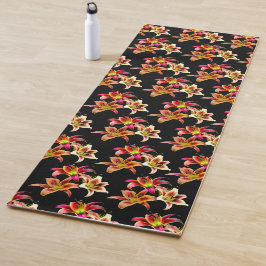 Elegantes Trio der gelb rosa Taglilien, floral Yogamatte