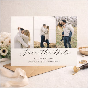 Elegantes Trio Mehrfachfoto Save The Date