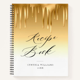 elegantes tropfendes Goldfolien-Rezeptbuch Notizbuch