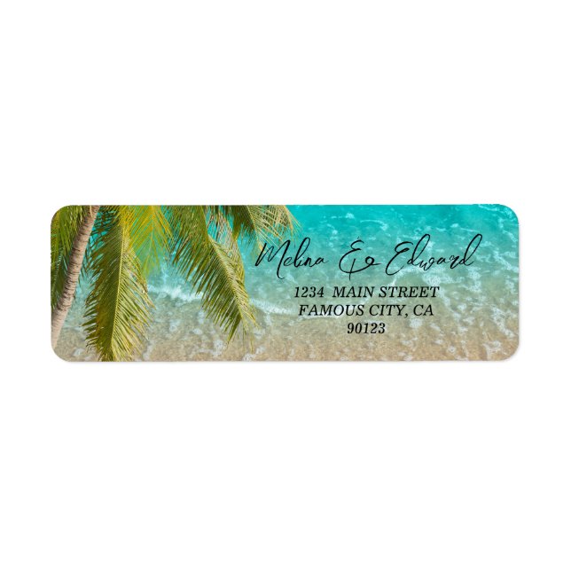 Elegantes Tropical Beach Address Label (Vorne)