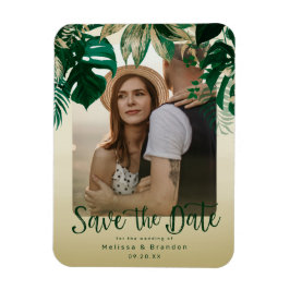 Elegantes Tropical Blätter Foto Save the Date Magnet