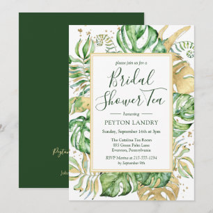 Elegantes Tropical Gold Brautparty Tea Party Einladung