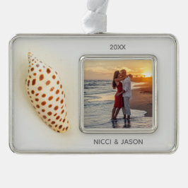 Elegantes Tropical Junonia Florida Beach Muschel F Rahmen-Ornament Silber