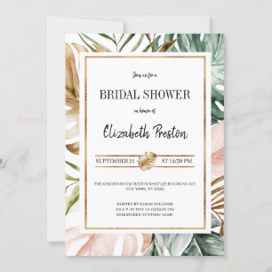 Elegantes Tropical Palm Blätter Brautparty Einladung