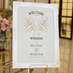 Elegantes Tropical Palm Wedding Willkommenszeichen Poster