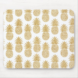 Elegantes Tropical White Gold Ananas Muster Mousepad