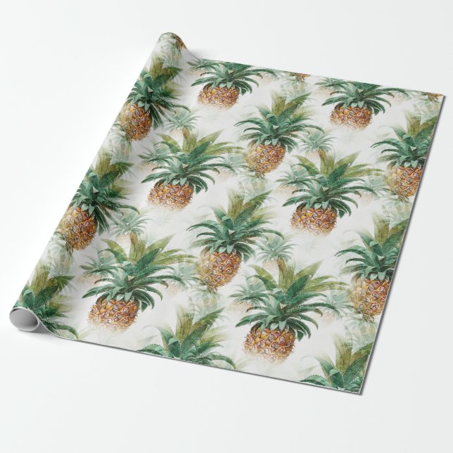 Elegantes tropisches Ananas-Hawaiian-Muster-Gesche Geschenkpapier (Ungerollt)
