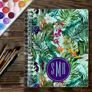 Elegantes tropisches Aqua-Blätter Notizblock