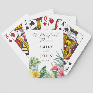 Elegantes tropisches Blumen-Hochzeitsgeschenk: Per Spielkarten