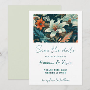 Elegantes tropisches botanisches Blumenhochzeitsde Save The Date