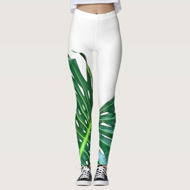 Elegantes tropisches Dschungelblatt aus Palmblätte Leggings