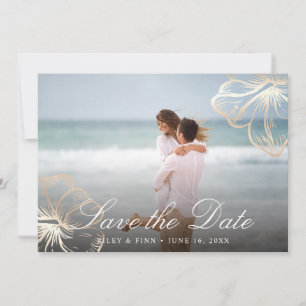 Elegantes tropisches Hibiskus Foto Save The Date