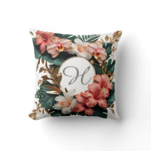 Elegantes tropisches Hibiskus-Gold-Monogramm-Kisse