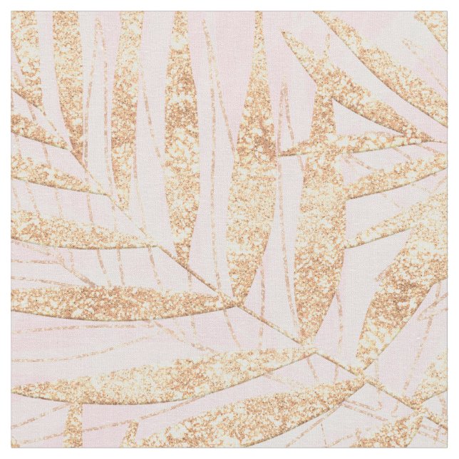 Elegantes tropisches Palm-Blätter Rosa Design Stoff (Nahaufnahme)