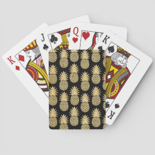 Elegantes tropisches Schwarz-und Goldananas-Muster Spielkarten