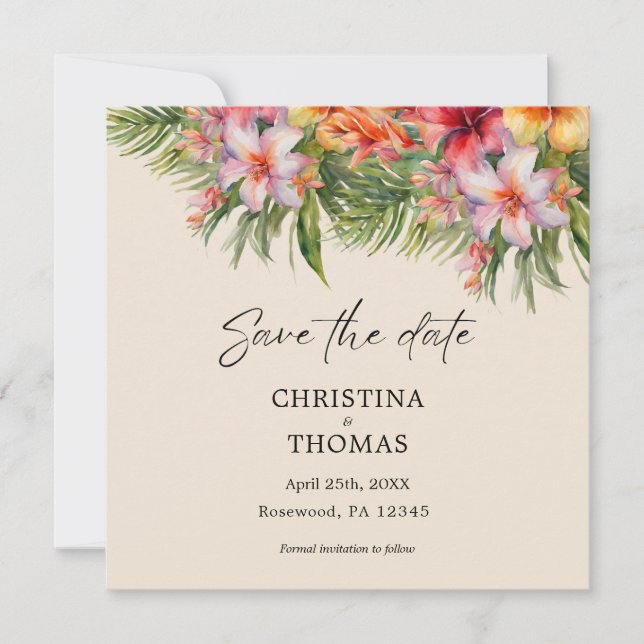 Elegantes tropisches Wasser Save the Date (Vorderseite)