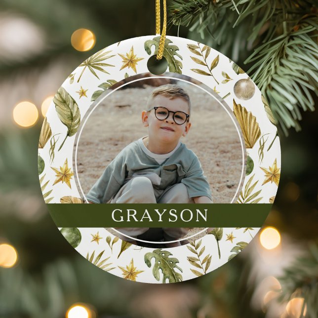 Elegantes tropisches zweiseitiges 2-Foto Keramik Ornament (Von Creator hochgeladen)