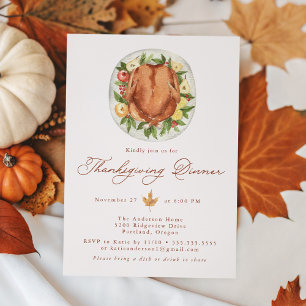 Elegantes Truthahn-Thanksgiving-Dinner im Wasserfa Einladung