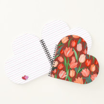 Elegantes Tulpen-Blumenmuster – Rot und Pfirsich F