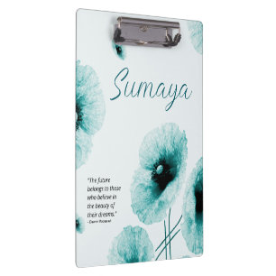Elegantes Türkis-Blumen-Clipboard anpassbar Klemmbrett
