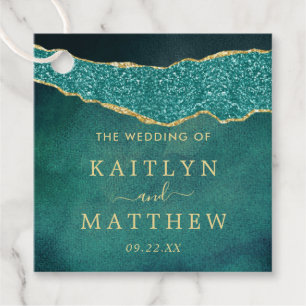 Elegantes Türkis & Gold Agate Hochzeit Geschenkanhänger