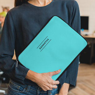 Elegantes Türkis mit Namen Laptop-Hülle Laptopschutzhülle