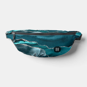 Elegantes Türkis Silber Glitter Marmor Wasserfarbe Bauchtasche