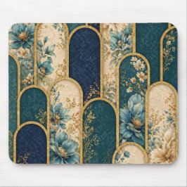 Elegantes Türkis- und Gold-Blumenbogen-Mauspad Mousepad