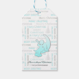 Elegantes Türkis und Silberweihnachtstypografie Geschenkanhänger